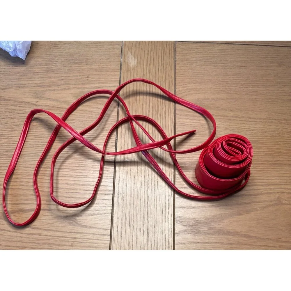 LOT of 2 Red and Brown Faux Leather Wrap Belts Long Ties Adjustable Fit